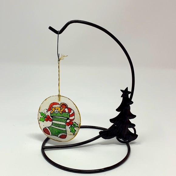 Teddy Bear in Christmas stocking vintage ornament holiday decor - Picture 2 of 14